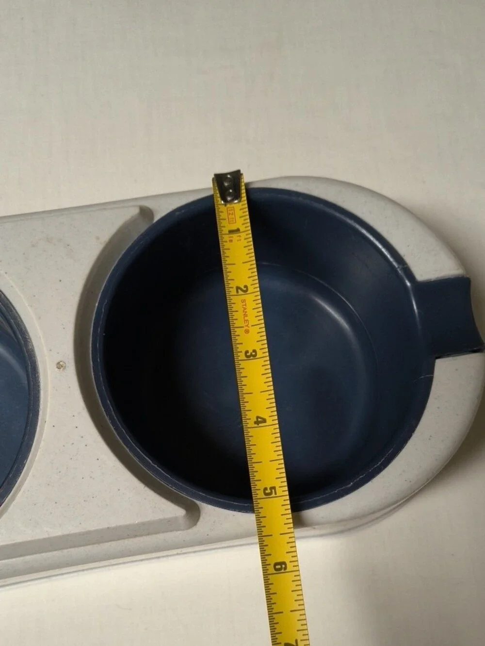 Double Pet Bowl in Blue Cream Durable Feeding Dish Removable Bowl Dog Cat